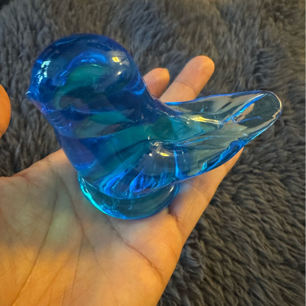 Vintage Signed Leo Ward 1992 Hand Blown Bluebird of Happiness